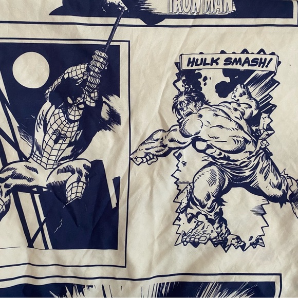 Marvel Kids Comic Characters blue white Asgard twin fitted & flat sheet - Picture 2 of 11